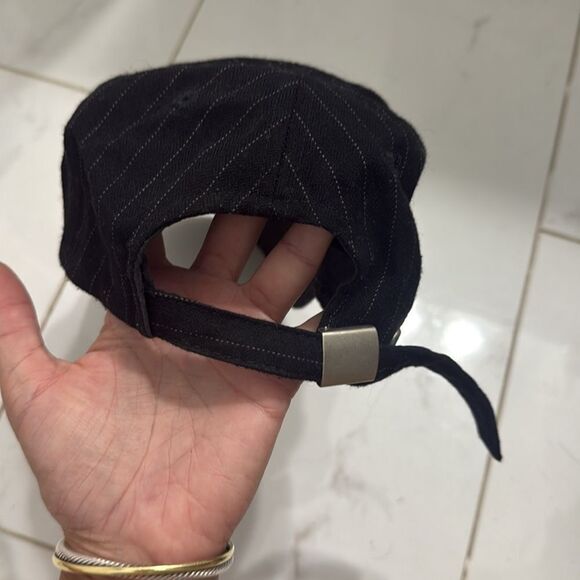 Black Pinstripe SCARLETTS Cabaret Hat - Red Embroidery - Adjustable Baseball Hat - Picture 2 of 3